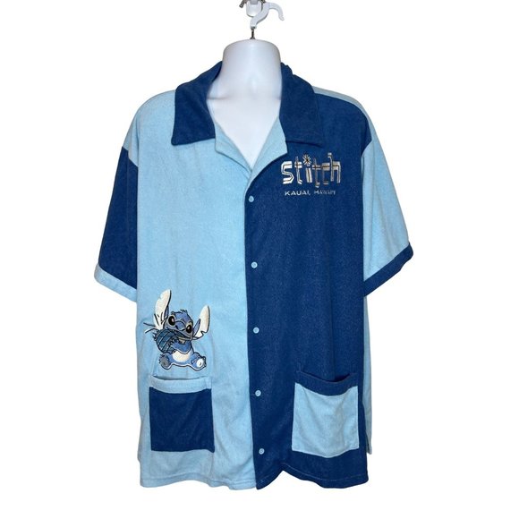 Disney Other - Disney Lilo & Stitch Kauai Hawaii Color Blocked Terry Cloth Button Shirt Size 3X